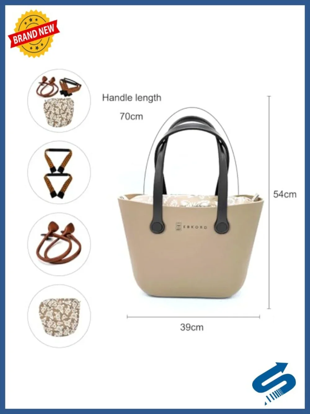 Rubber Tote Bag Lightweight EVA Beach Bag Waterproof with Inner Bag